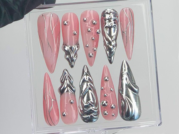 Metallic Pink Chrome Press-On Nails