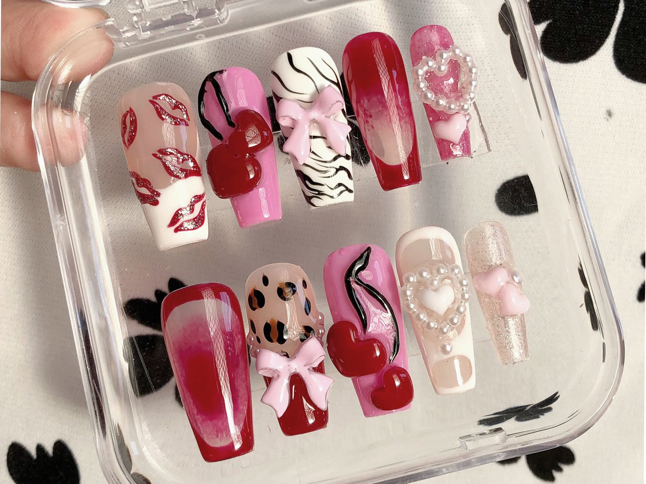 Cherries Pink Press On Nails