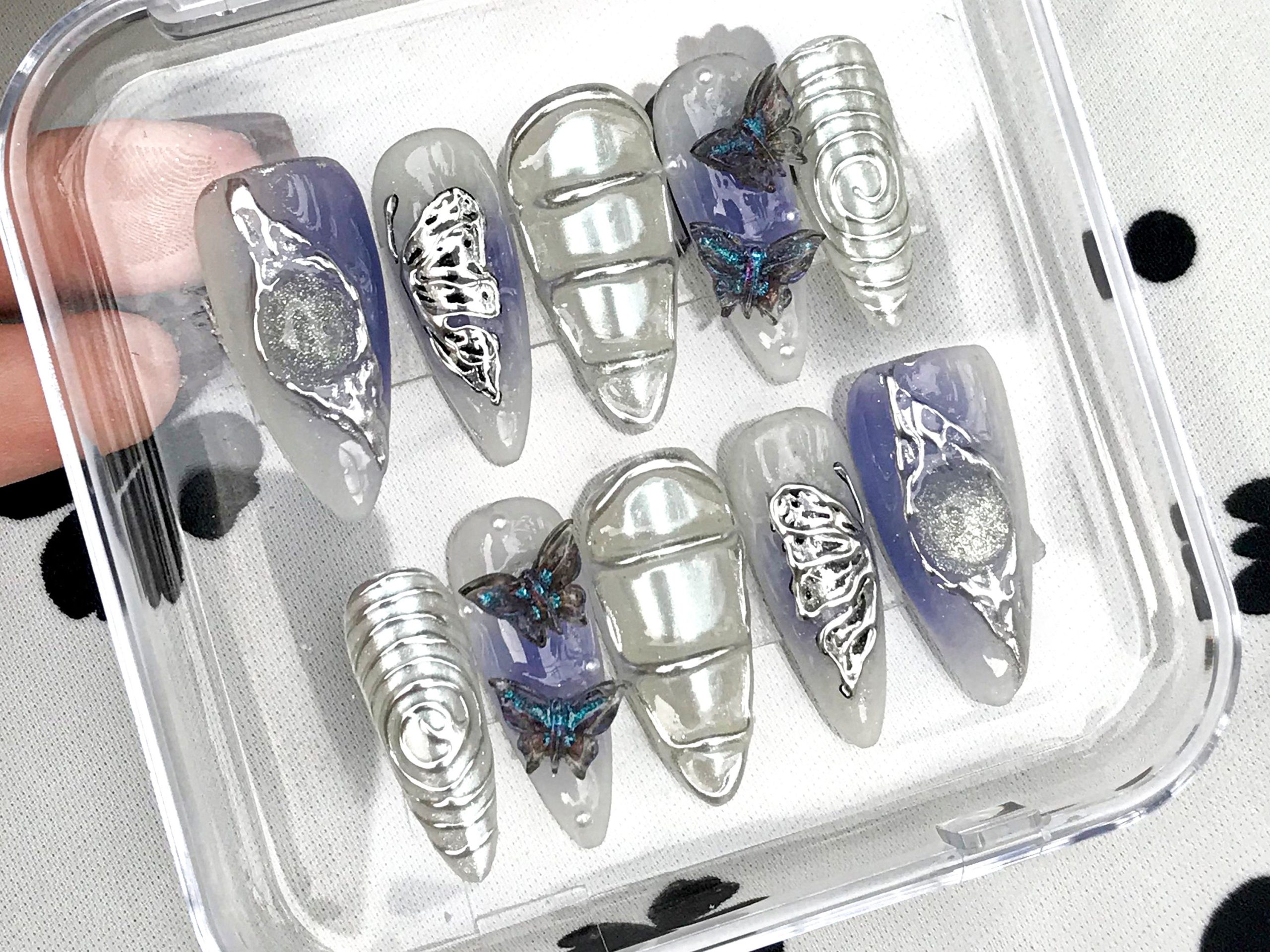 Blue Butterfly Charm Press On Nails