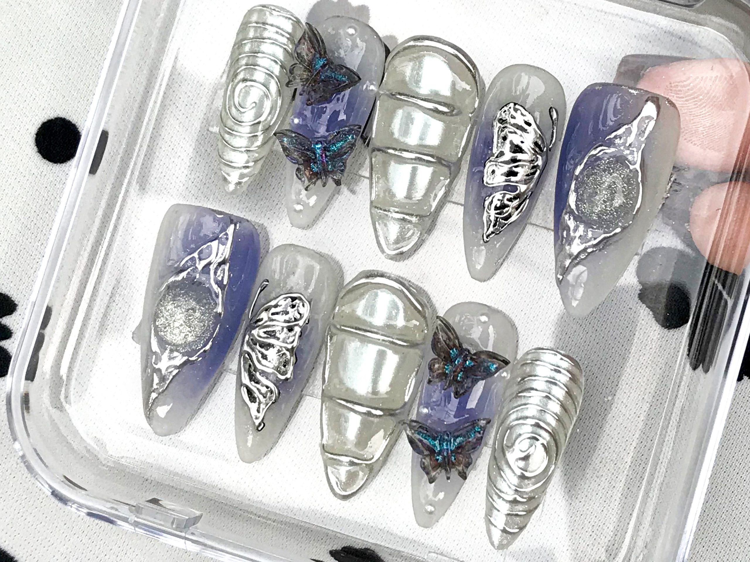 Blue Butterfly Charm Press On Nails