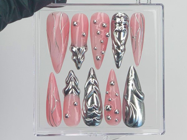 Metallic Pink Chrome Press-On Nails